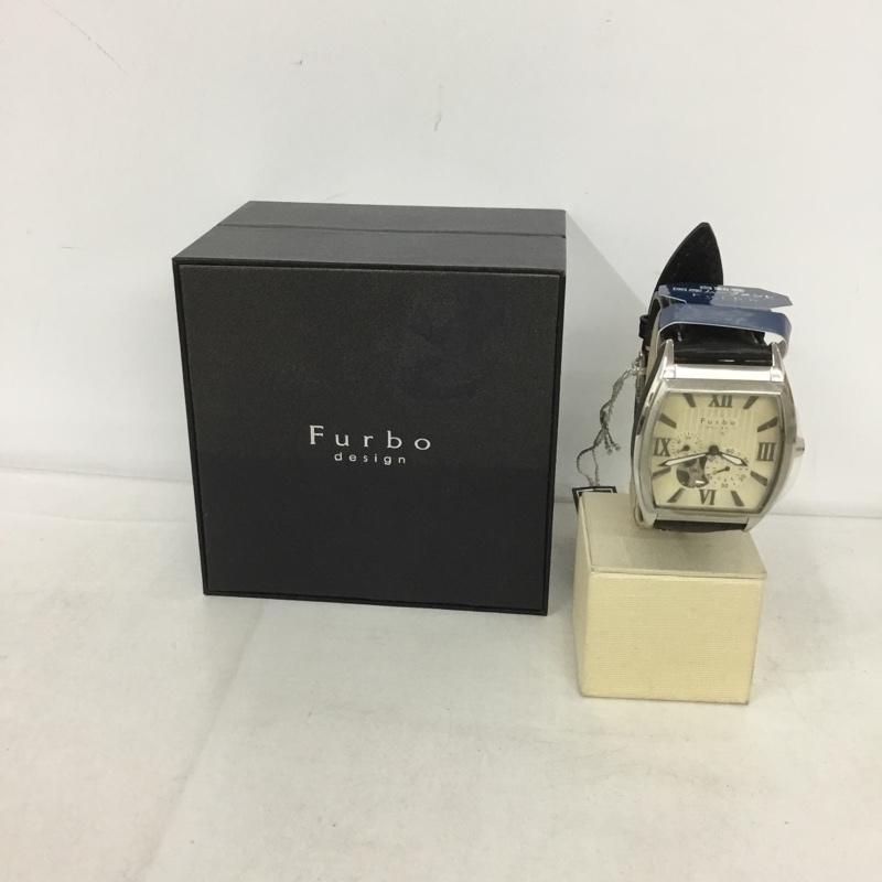 フルボデザイン Furbo design 腕時計 アナログ(自動巻き) F6002 レザーベルト 箱有 ロゴ、文字 黒 / ブラック / メンズ USED 古着 中古 10135034