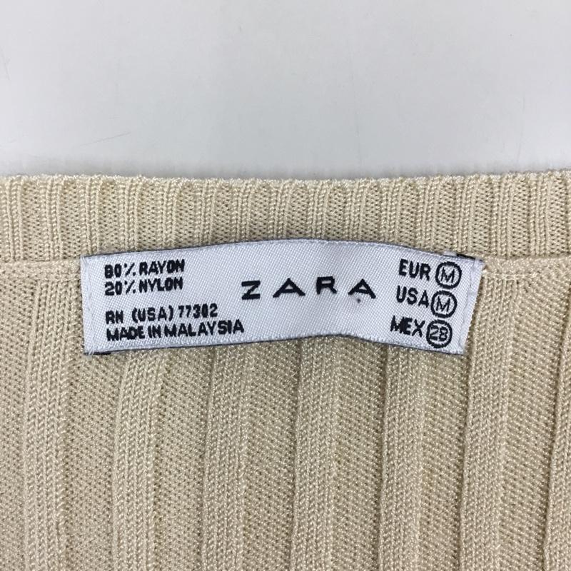 ザラ ZARA ニット、セーター 長袖 長袖ニットカットソー ニット セーター Vネックニット M 無地 ベージュ / ベージュ / レディース USED 古着 中古 10115797