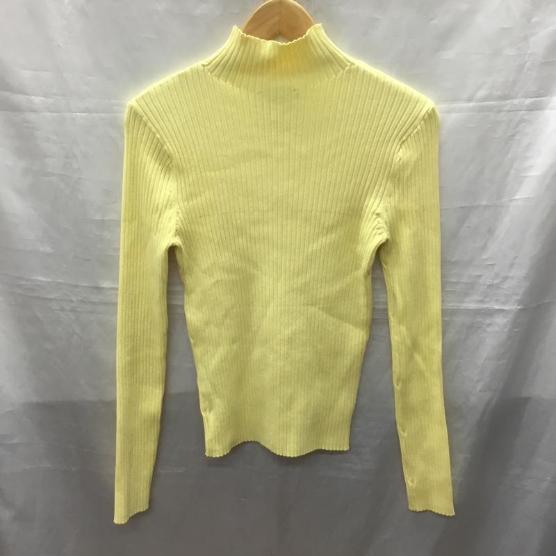 ザラ ZARA カットソー 長袖 3519 105 300 リブ ハイネック L 無地 黄 / イエロー / レディース USED 古着 中古 10118998