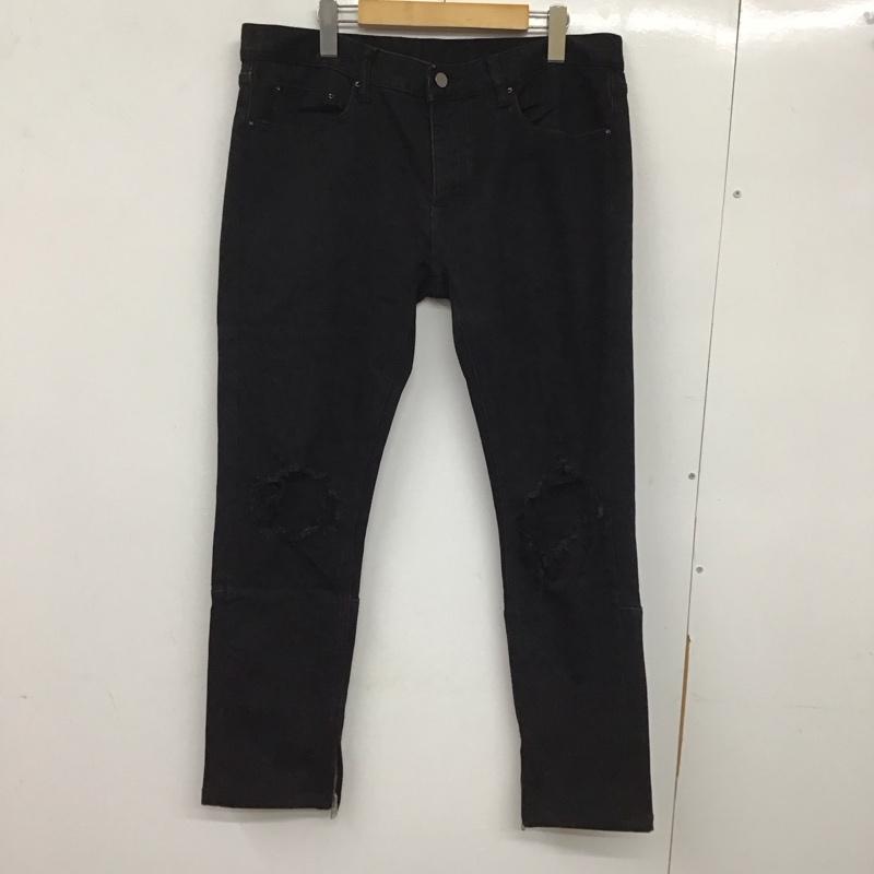 ミニマル mnml パンツ デニム、ジーンズ デニムパンツ スリムパンツ カジュアルパンツ ストレッチパンツ 裾ジップアップ 34インチ 無地 黒 / ブラック / メンズ USED 古着 中古 10136571