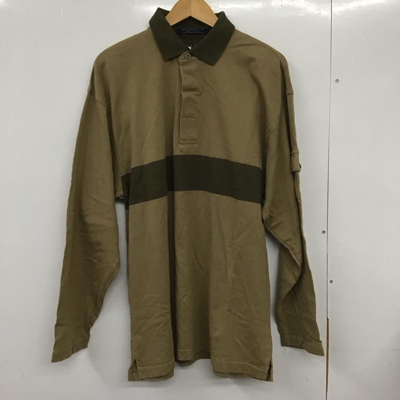 トミーヒルフィガー TOMMY HILFIGER ポロシャツ 長袖 長袖ポロシャツ 長袖カットソー カラーシャツ 90s L 無地 ベージュ / ベージュ / メンズ USED 古着 中古 10132310