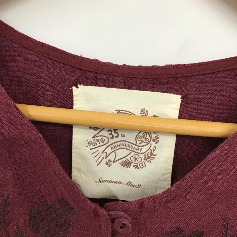 サマンサモスモス Samansa Mos2 シャツ、ブラウス 長袖 SKB-1710474 FREE 刺繍 えんじ / ワインレッド / レディース USED 古着 中古 10130201