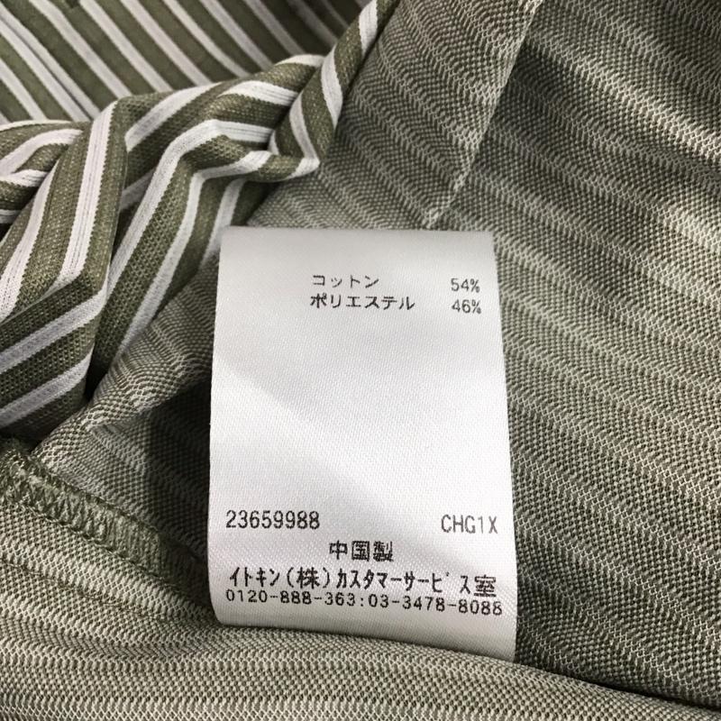 マイケルコース MICHAEL KORS シャツ、ブラウス 長袖 FOBDS-02110 ストレッチジャージシャツ イージーケアシャツ 38 ストライプ 白 / ホワイト / X カーキ / カーキ / レディース USED 古着 中古 10123103