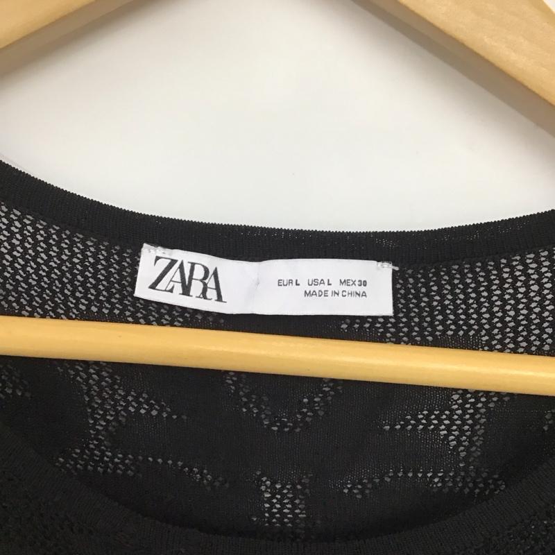 ザラ ZARA カットソー 半袖 L 無地 黒 / ブラック / レディース USED 古着 中古 10136479