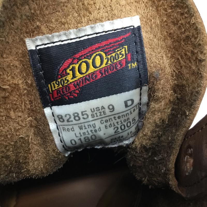 レッドウィング RED WING ブーツ ショートブーツ 100周年 8285 US:9 ロゴ、文字 茶 / ブラウン / メンズ USED 古着 中古 10136432