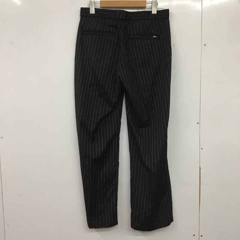 ステューシー STUSSY パンツ スラックス スラックスパンツ ワイドパンツ カジュアルパンツ M ストライプ 黒 / ブラック / メンズ USED 古着 中古 10139290