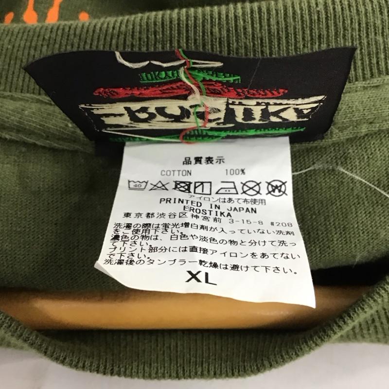 エロスティカ EROSTiKA Tシャツ 半袖 半袖カットソー プリントTシャツ クルーネックカットソー XL プリント カーキ / カーキ / メンズ USED 古着 中古 10134652