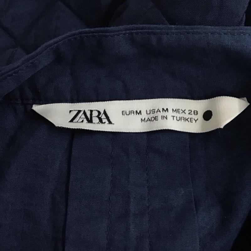 ザラ ZARA シャツ、ブラウス 長袖 長袖シャツ 無地シャツ ノーカラーシャツ M 無地 紺 / ネイビー / レディース USED 古着 中古 10125195
