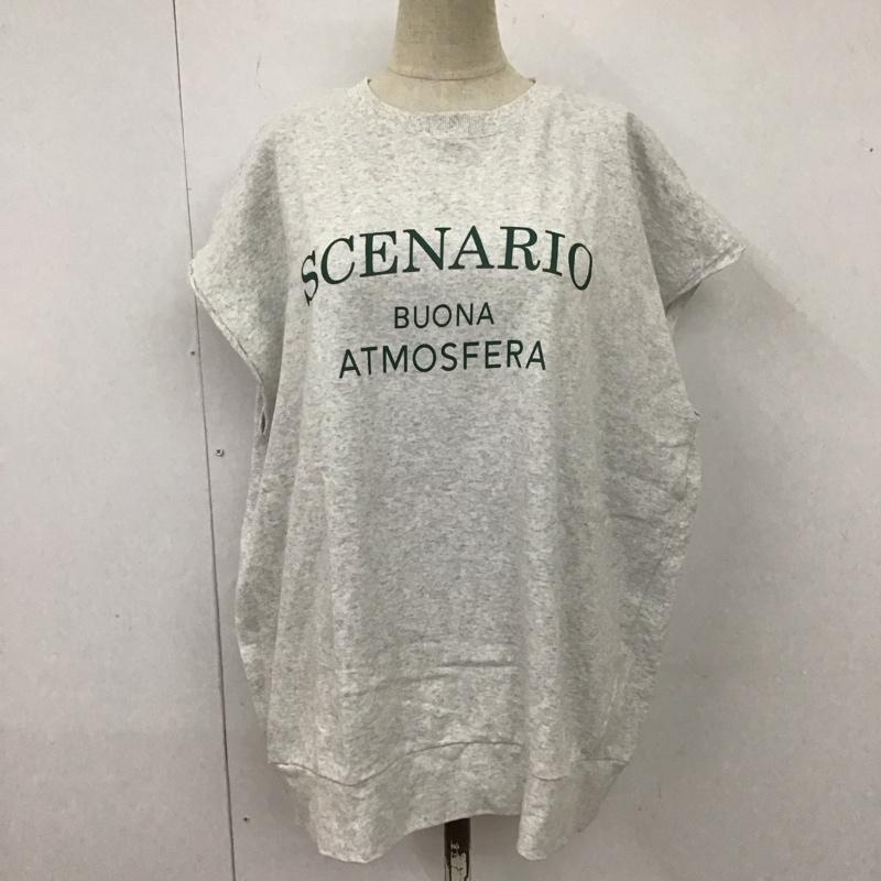 ローリーズファーム LOWRYS FARM カットソー 半袖 LF622139TS オーバーサイズプリントTシャツ FREE ロゴ、文字 灰 / グレー / レディース USED 古着 中古 10116492
