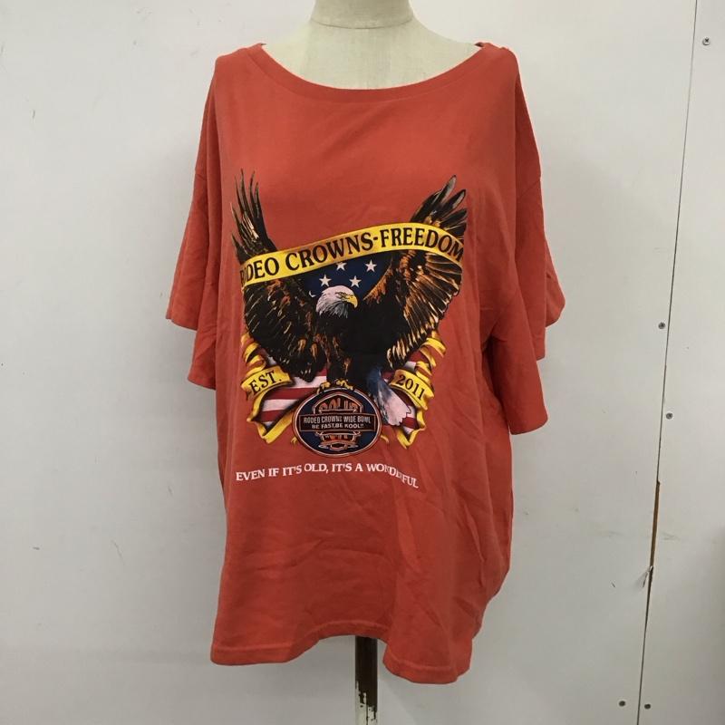 アールシーダブリュービー RCWB Tシャツ 半袖 420BAH90-1170 RODEO CROWNS WIDE BOWL イーグルフリルTシャツ FREE プリント 赤 / レッド / レディース USED 古着 中古 10118794