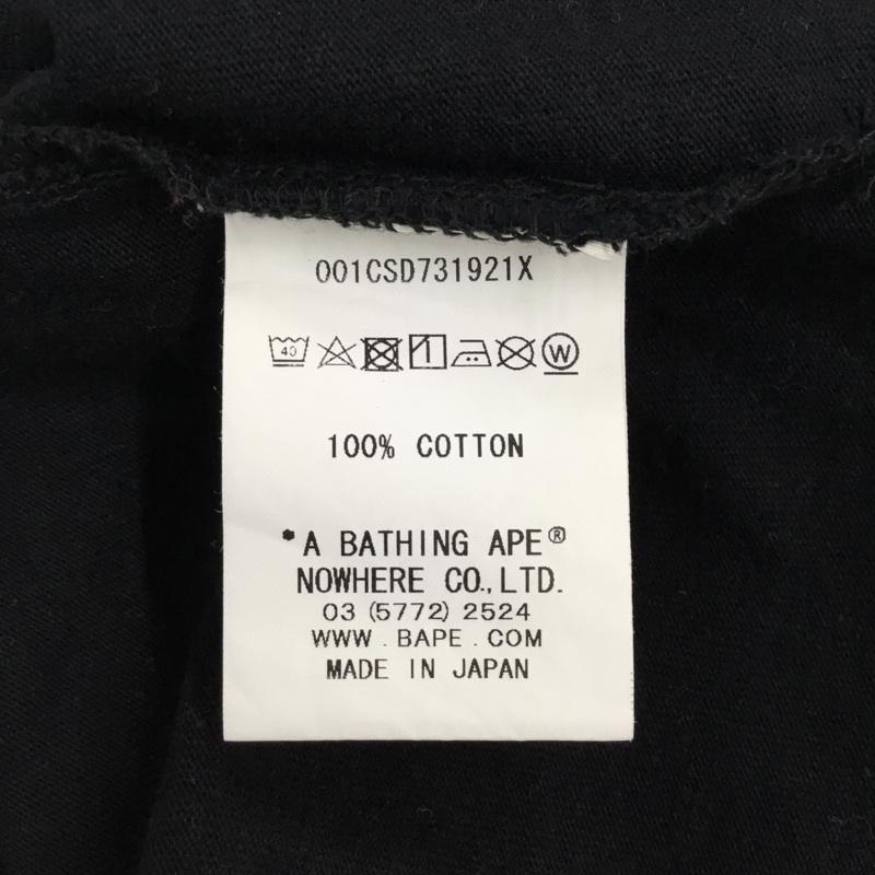 アベイシングエイプ A BATHING APE Tシャツ 半袖 半袖カットソー プリントTシャツ クルーネックカットソー L ロゴ、文字 黒 / ブラック / メンズ USED 古着 中古 10121094