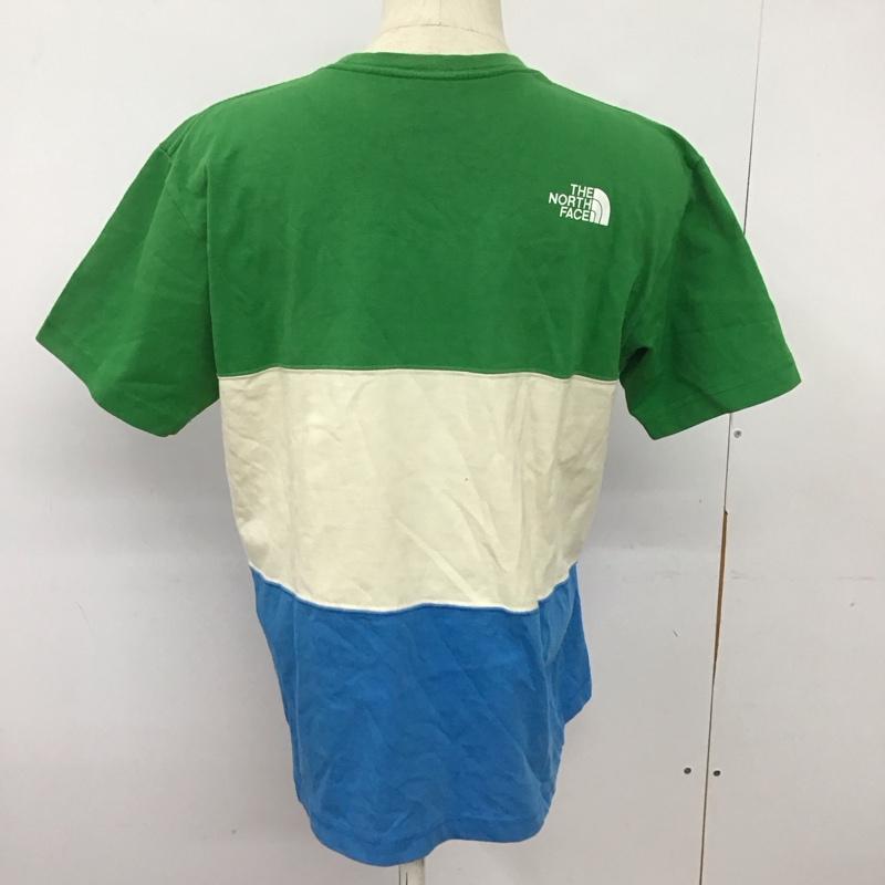 ザノースフェイス THE NORTH FACE Tシャツ 半袖 nt31212 セオアルファパネルティー 半袖カットソー プリントTシャツ M ボーダー柄 青 / ブルー / X 緑 / グリーン / X アイボリー / アイボリー / レディース USED 古着 中古 10127600