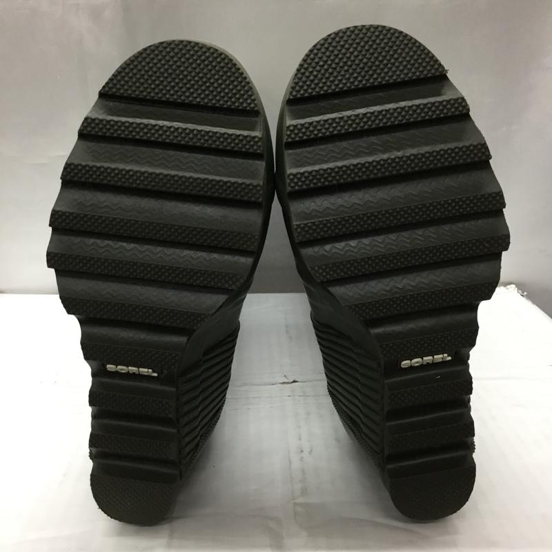 ソレル SOREL 長靴、レインシューズ 長靴、レインシューズ NL2445-383 レインブーツ ウエッジソール 24.5cm 24.5cm ロゴ、文字 カーキ / カーキ / レディース USED 古着 中古 10106524