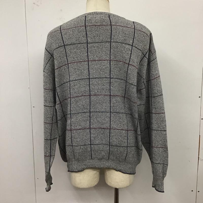 古着 USED ニット、セーター 長袖 長袖ニットカットソー ニット セーター クルーネックニット david taylor L チェック 灰 / グレー / メンズ USED 古着 中古 10122028