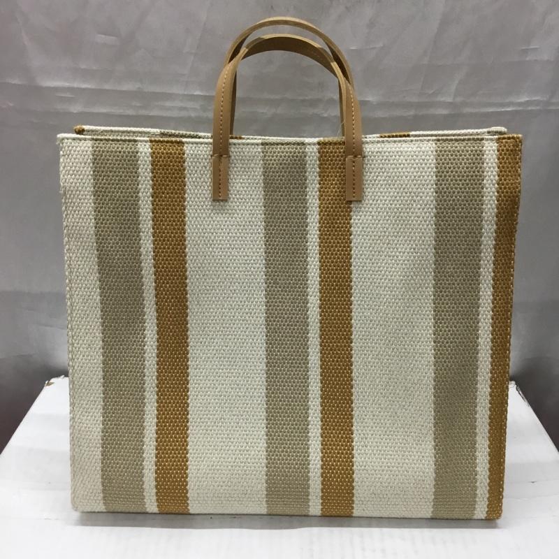 セシルマクビー CECIL McBEE トートバッグ トートバッグ ショルダー ストライプ 白 / ホワイト / X ベージュ / ベージュ / X キャメル / キャメル / レディース USED 古着 中古 10111238