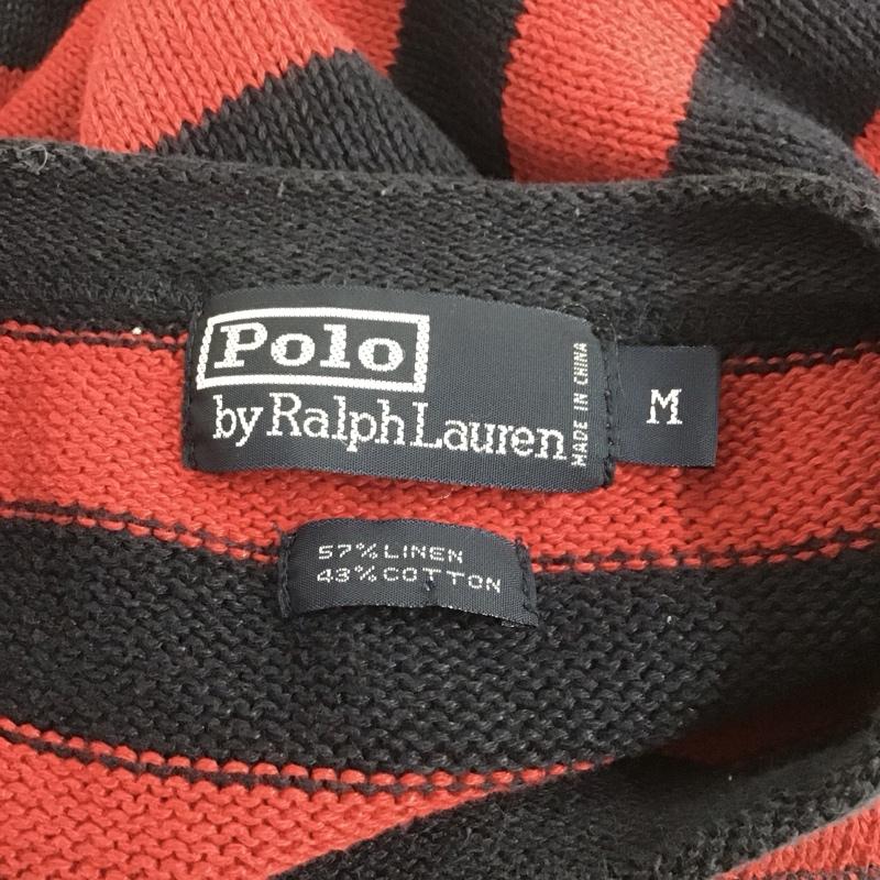 ポロバイラルフローレン Polo by RALPH LAUREN ニット、セーター 長袖 長袖ニットカットソー クルーネック セーター M ボーダー柄 赤 / レッド / X 紺 / ネイビー / メンズ USED 古着 中古 10126398