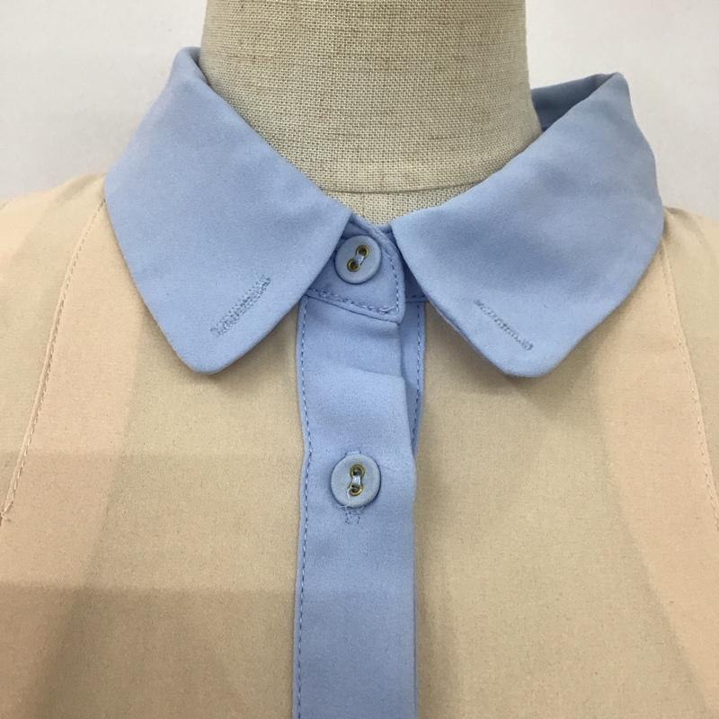 ページボーイ PAGEBOY シャツ、ブラウス 半袖 バイカラー FREE 無地 橙 / オレンジ / X 水色 / ライトブルー / レディース USED 古着 中古 10114062