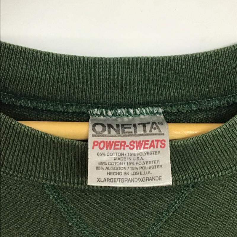 オニータ ONEITA トレーナー 長袖 XL ロゴ、文字 X プリント 緑 / グリーン / メンズ USED 古着 中古 10134530
