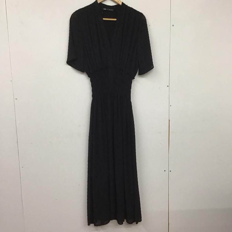 ザラ ZARA ワンピース ロングスカート 8741 263 800 半袖 フレアスリーブ スキッパーワンピース ギャザー XS ドット 黒 / ブラック / レディース USED 古着 中古 10138644