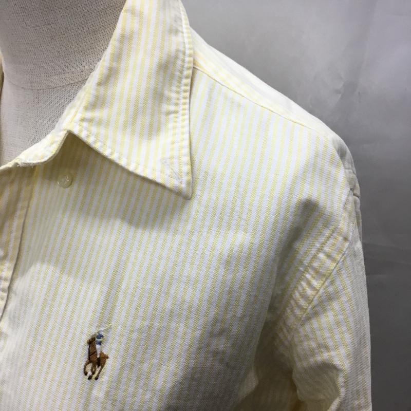 ラルフローレン RALPHLAUREN シャツ、ブラウス 長袖 長袖シャツ カラーシャツ ストライプシャツ 長袖カットソー ボタンダウンシャツ 2 ストライプ 白 / ホワイト / X 黄 / イエロー / レディース USED 古着 中古 10107418