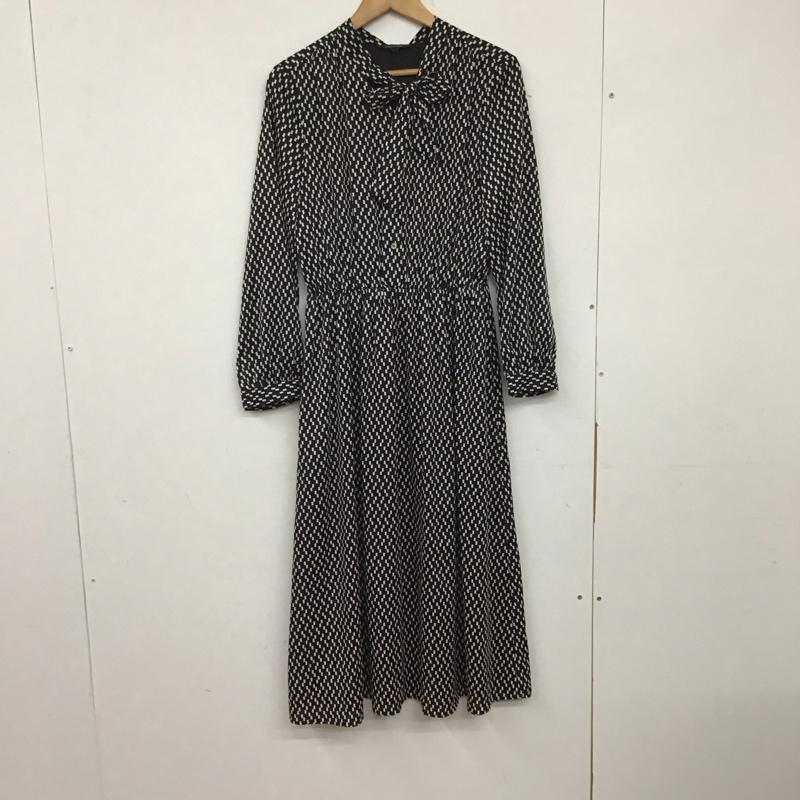 アンタイトル UNTITLED ワンピース ロングスカート 長袖ロングワンピース ウエスト切り替えワンピース M 総柄 白 / ホワイト / X 黒 / ブラック / レディース USED 古着 中古 10134033