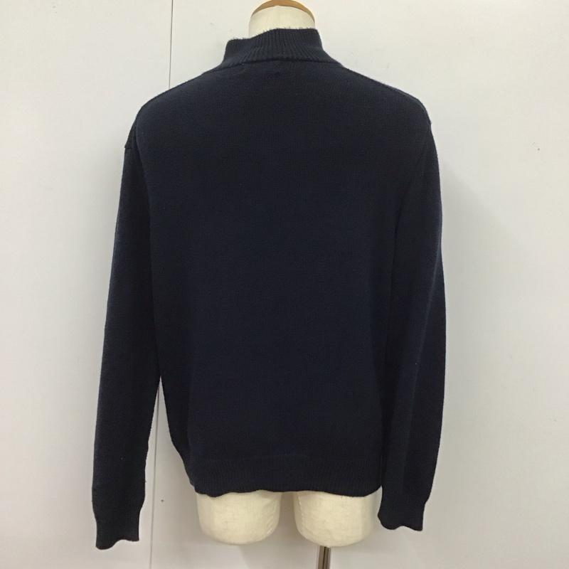 ポロラルフローレン POLO RALPH LAUREN ニット、セーター 長袖 長袖ニットカットソー ジップアップネック セーター スタンドカラー L ロゴ、文字 紺 / ネイビー / メンズ USED 古着 中古 10125104