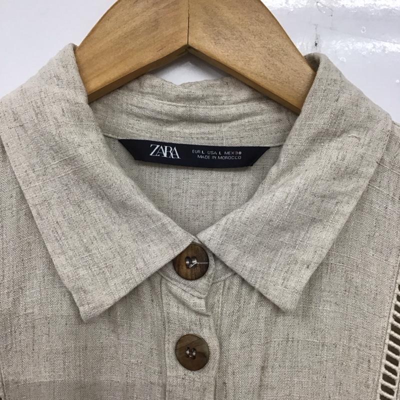 ザラ ZARA ワンピース ロングスカート 半袖ロングワンピース フレアスカート 前ボタン L 無地 ベージュ / ベージュ / レディース USED 古着 中古 10134322