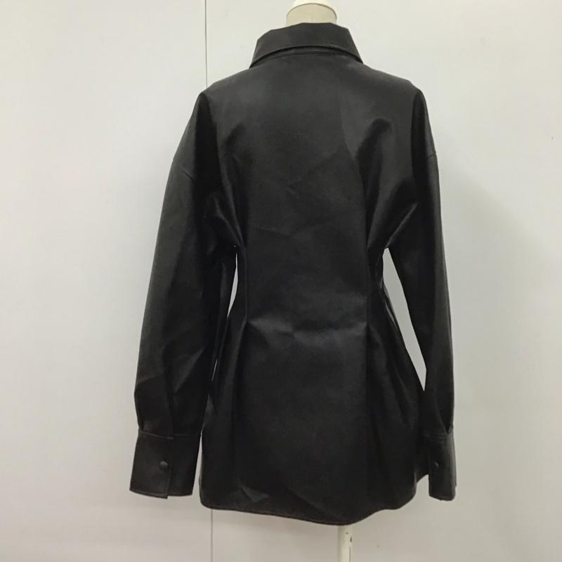 アズールバイマウジー AZUL BY MOUSSY シャツ、ブラウス 長袖 250EAY30-365g WAIST TUCK FAUX LEATHER SHIRT ウエストタックフェイクレザーシャツ M 無地 黒 / ブラック / レディース USED 古着 中古 10106641