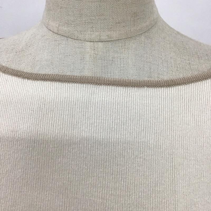 ナチュラルビューティーベーシック NATURAL BEAUTY BASIC ニット、セーター 長袖 017-1170210 総針ボートネックニット 長袖ニットカットソー M 無地 ベージュ / ベージュ / レディース USED 古着 中古 10121651