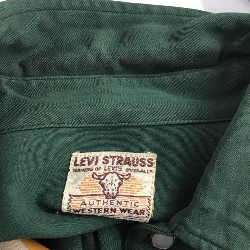 リーバイス Levi s シャツ、ブラウス 長袖 50s ショートホーン ウエスタンシャツ ヴィンテージ 古着 無地 緑 / グリーン / X ベージュ / ベージュ / メンズ USED 古着 中古 10139034