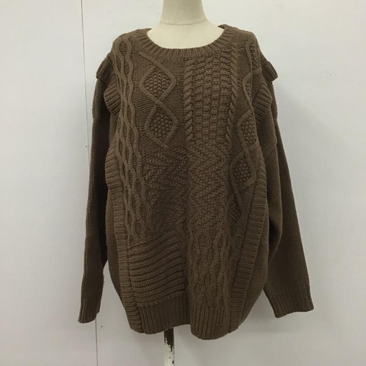ニコアンド niko and... ニット、セーター 長袖 S205WE11TO ケーブル編み クルーネック 4  茶 / ブラウン /  レディース USED 古着 中古 10108089