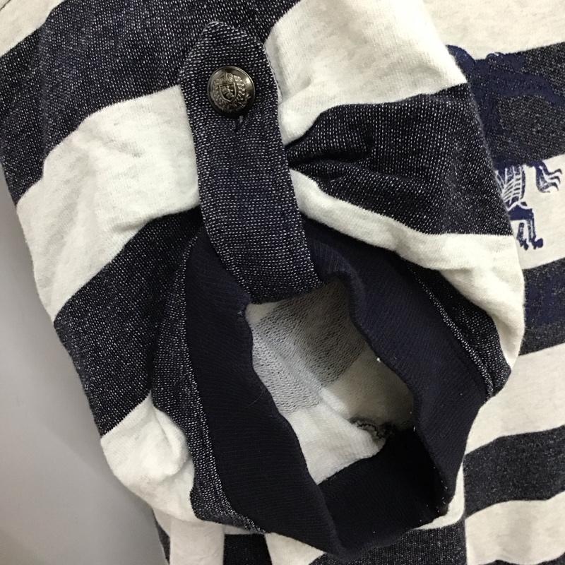 バーバリーブルーレーベル BURBERRY BLUE LABEL ワンピース ひざ丈スカート E1P35-183-03 チュニック 五分袖 ボーダー 38 プリント X ロゴ、文字 灰 / グレー / X 紺 / ネイビー / レディース USED 古着 中古 10116934