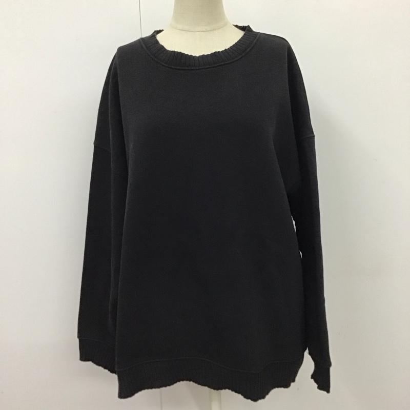 ザラ ZARA トレーナー 長袖 長袖トレーナー スウェット クルーネック リブスウェットカットソー S 無地 黒 / ブラック / レディース USED 古着 中古 10115730