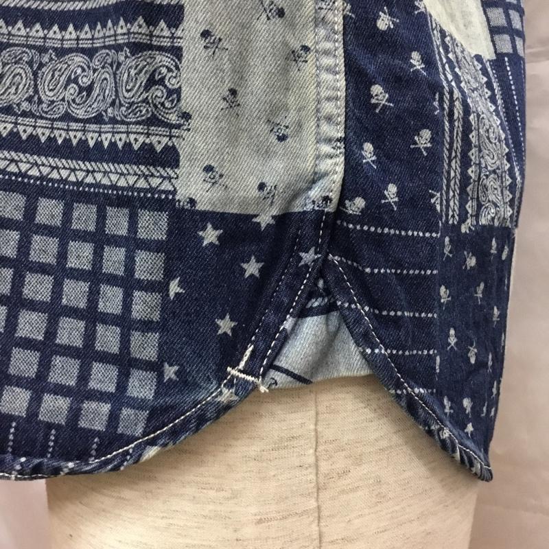 ヴァンソン VANSON シャツ、ブラウス 半袖 半袖シャツ カラーシャツ 半袖カットソー プリントシャツ M プリント インディゴ / インディゴ /  メンズ USED 古着 中古 10108999