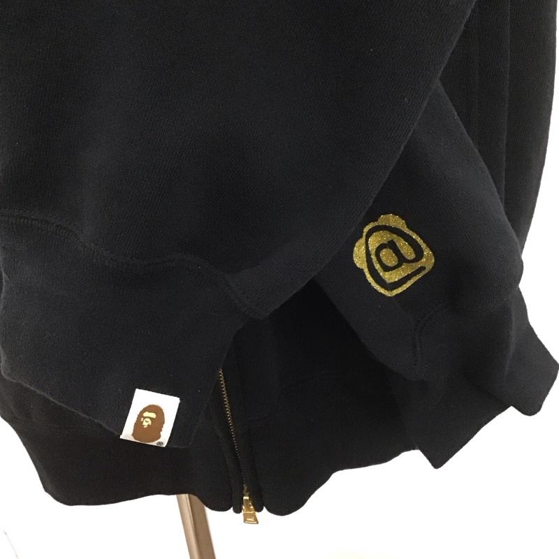 アベイシングエイプ A BATHING APE パーカー 長袖 長袖パーカー フード付きパーカー プリントスウェット トレーナー ジップアップパーカー XXL ロゴ、文字 黒 / ブラック / メンズ USED 古着 中古 10107439