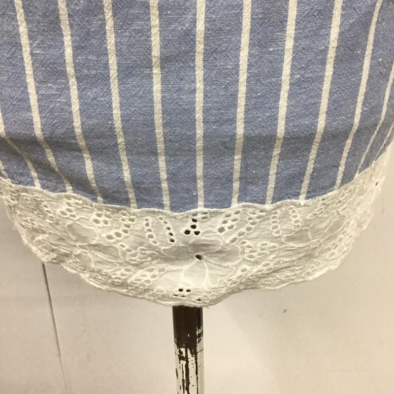 ザラティーアールエフ ZARA TRF カットソー 七分袖 ベルト付き 裾レース S ストライプ 水色 / ライトブルー / X 白 / ホワイト /  レディース USED 古着 中古 10112001