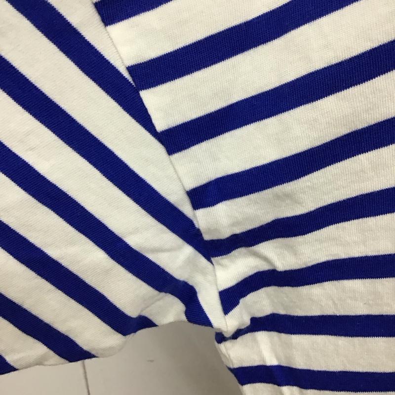 ニコアンド niko and... カットソー 半袖 半袖カットソー プリントTシャツ クルーネックカットソー L ボーダー柄 白 / ホワイト / X 青 / ブルー / レディース USED 古着 中古 10114332