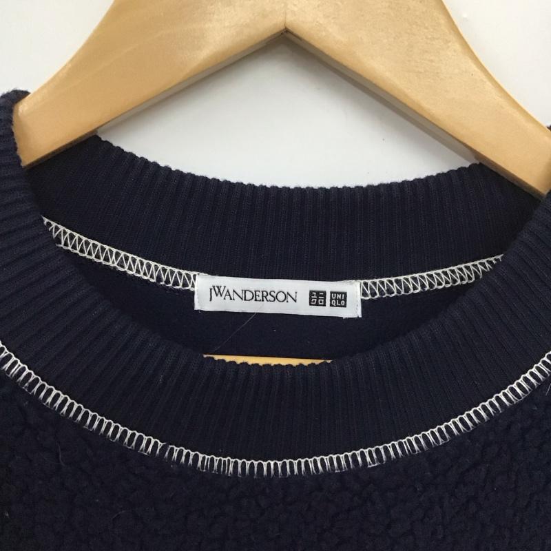 ユニクロ UNIQLO トレーナー 長袖 272-446306 ボアフリースプルオーバー クルーネックカットソー M 無地 紺 / ネイビー / レディース USED 古着 中古 10131218