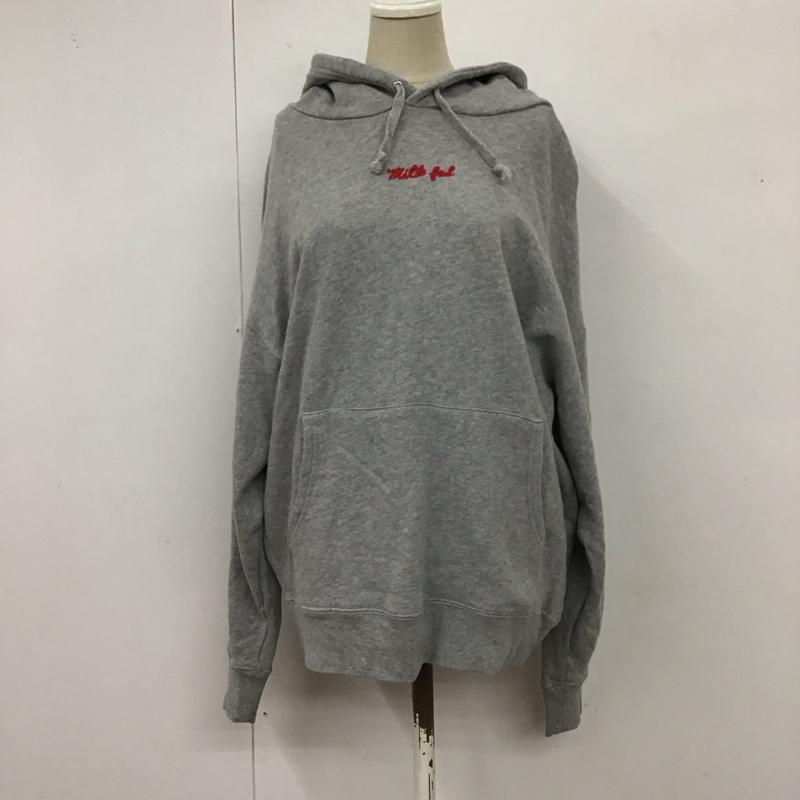 ミルクフェド MILKFED. パーカー 長袖 長袖パーカー フード付きパーカー プリントスウェット トレーナー ロゴ、文字 灰 / グレー / レディース USED 古着 中古 10119054