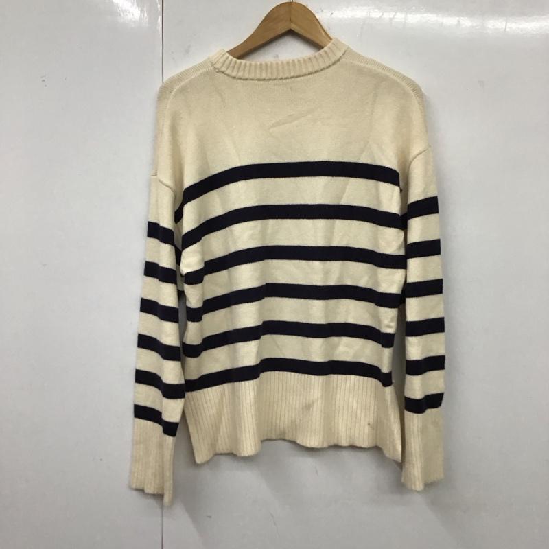 ザラ ZARA ニット、セーター 長袖 長袖ニットカットソー ニット セーター クルーネックニット S ボーダー柄 白 / ホワイト / レディース USED 古着 中古 10119562