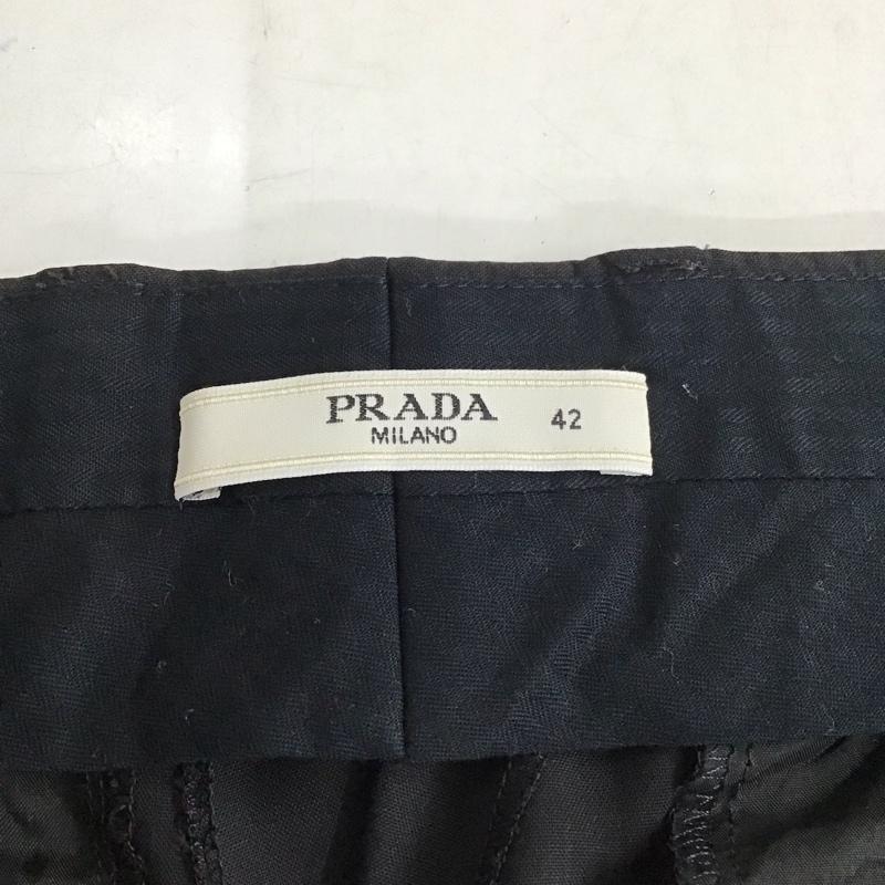 プラダ PRADA パンツ スラックス スラックスパンツ スリムパンツ ストレッチパンツ 42インチ 無地 黒 / ブラック / メンズ USED 古着 中古 10130997