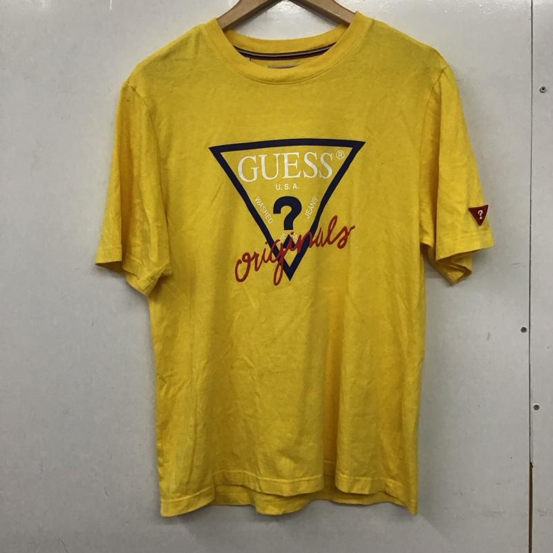 ゲス Guess Tシャツ 半袖 半袖カットソー プリントTシャツ クルーネックカットソー M ロゴ、文字 黄 / イエロー / メンズ USED 古着 中古 10136671