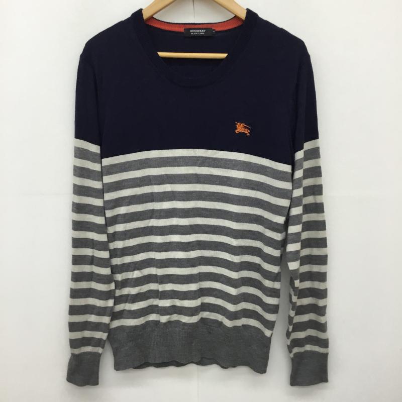バーバリーブラックレーベル BURBERRY BLACK LABEL カットソー 長袖 D1N31-630-29 2 ボーダー柄 紺 / ネイビー / X 灰 / グレー / メンズ USED 古着 中古 10139257