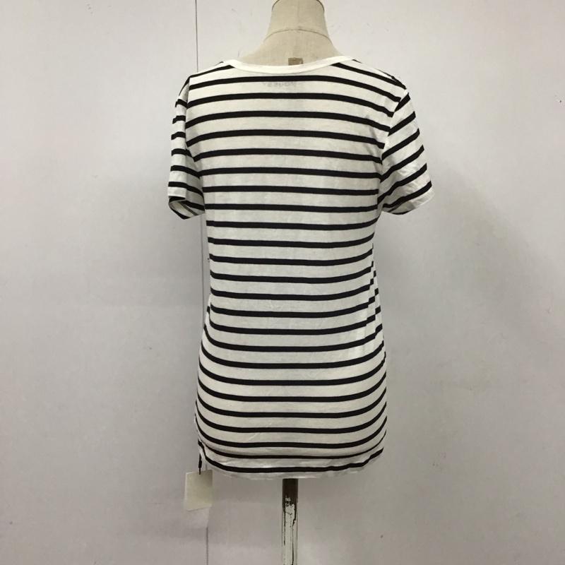 マウジー MOUSSY Tシャツ 半袖 半袖カットソー プリントTシャツ クルーネックカットソー 1 ボーダー柄 白 / ホワイト / X 黒 / ブラック / レディース USED 古着 中古 10116981