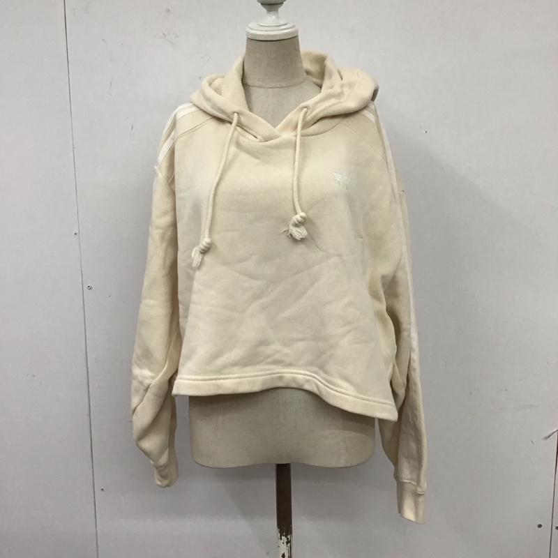 アディダス adidas パーカー 長袖 hc2018 WSHORTHOODIEWONDER 長袖パーカー フード付きパーカー L ロゴ、文字 白 / ホワイト / レディース USED 古着 中古 10115986