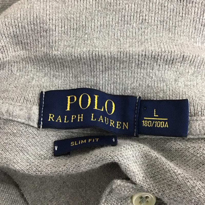 ポロラルフローレン POLO RALPH LAUREN ポロシャツ 半袖 半袖ポロシャツ カラーシャツ 半袖カットソー L ロゴ、文字 灰 / グレー /  メンズ USED 古着 中古 10113014