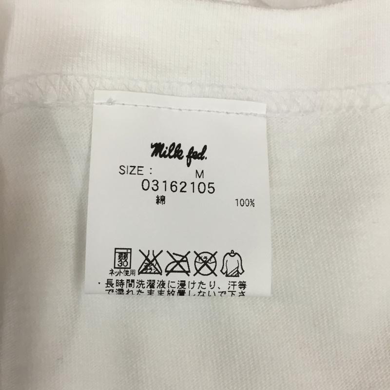 ミルクフェド MILKFED. Tシャツ 半袖 半袖カットソー プリントTシャツ クルーネックカットソー M ロゴ、文字 白 / ホワイト / レディース USED 古着 中古 10112249
