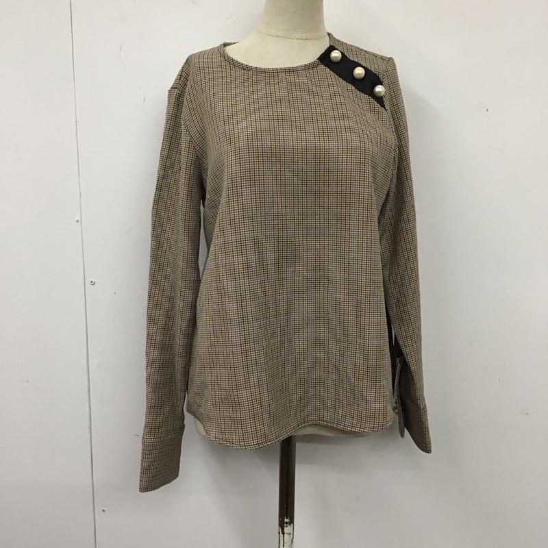 ザラベーシック ZARA BASIC カットソー 長袖 3564 057 756 パールボタン XS チェック ベージュ / ベージュ / X 茶 / ブラウン / X 黒 / ブラック / X 紫 / パープル / レディース USED 古着 中古 10120396
