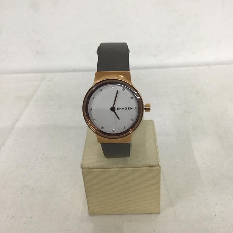 スカーゲン SKAGEN 腕時計 アナログ(クォーツ式) SKW2669 箱有 ロゴ、文字 灰 / グレー / X 金 / ゴールド / レディース USED 古着 中古 10134115