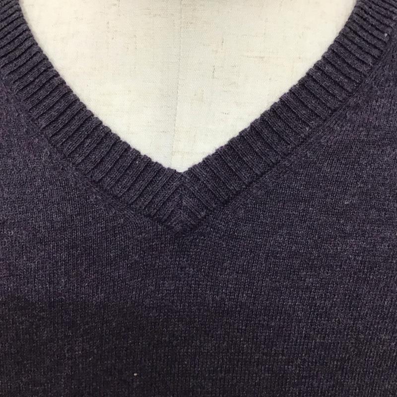 エディーバウアー Eddie Bauer ニット、セーター 長袖 Vネック コットン カシミヤ タグ付き L 無地 紫 / パープル / メンズ USED 古着 中古 10123518